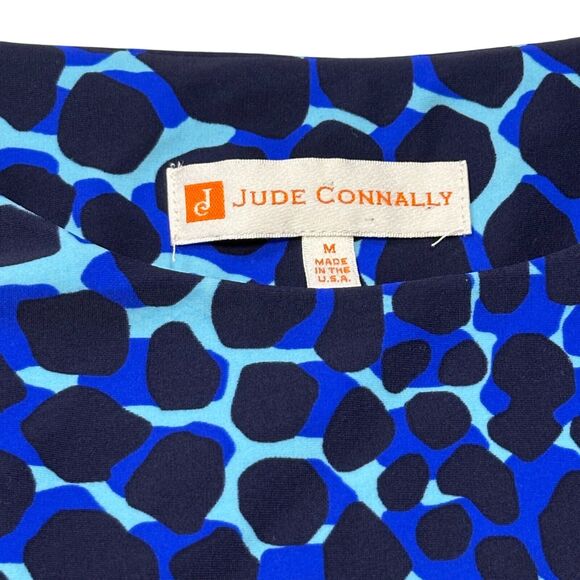Jude Connally Knee Length Dress Cold Shoulder Nylon Blue Animal Print Sz Medium - Picture 3 of 8